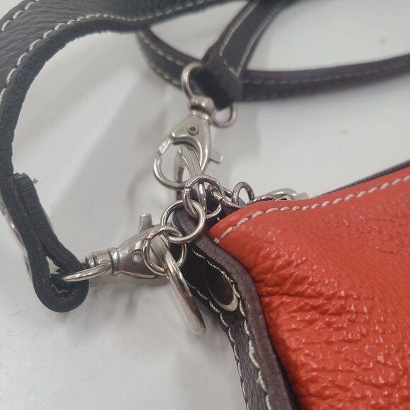 Zagara made in Italy Women's Leather Crossbody Purse Bag Orange One Size Snap Fr - Picture 8 of 11